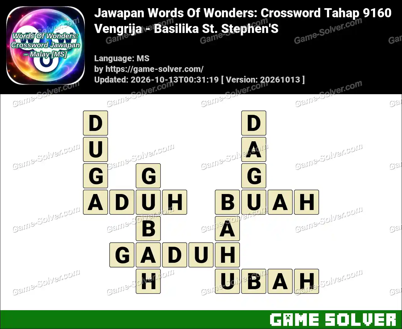 Jawapan Words Of Wonders: Crossword Tahap 9160 – Vengrija – Basilika St. Stephen’S